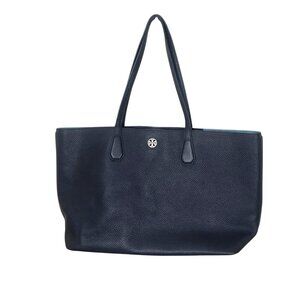 Tory Burch Navy Blue Leather Tote Bag